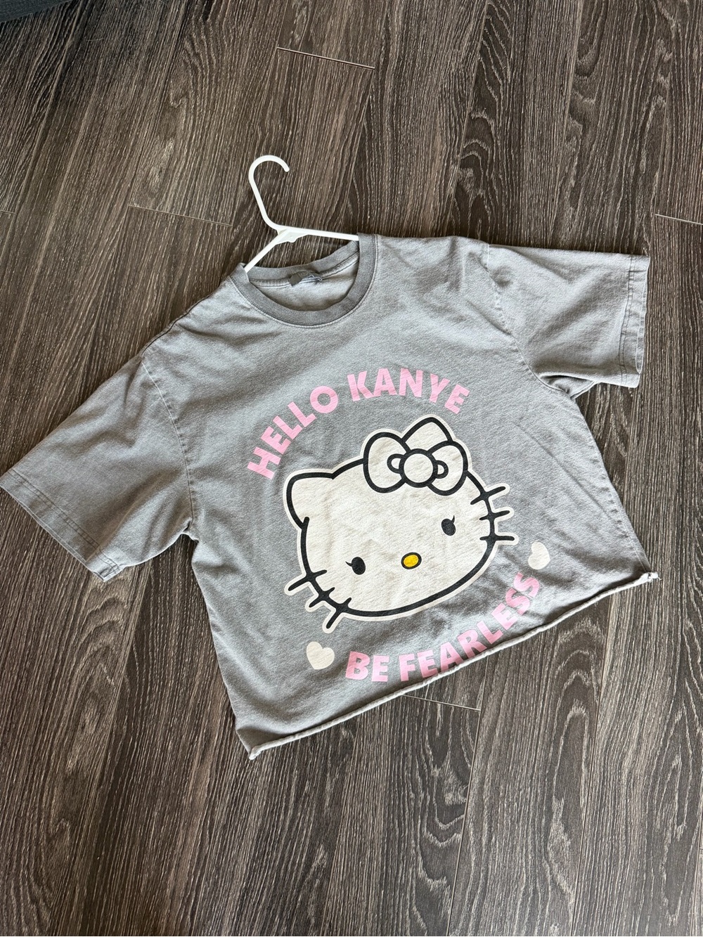 Kanye West Gray Hello Kanye Be Fearless Hello Kitty Graphic Tee